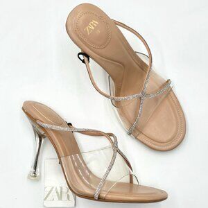 Zara Rhinestone Translucent Heels - NWT